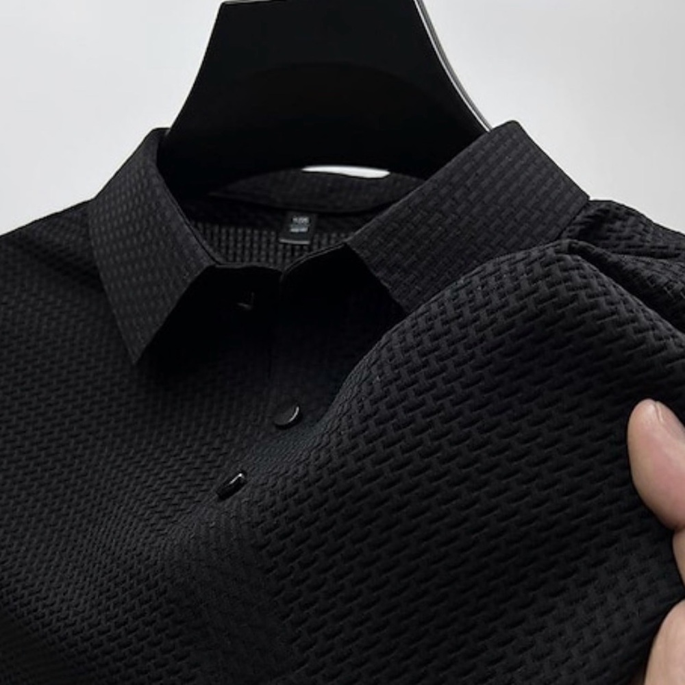 🩷. Men's Textured Black Dress Shirt